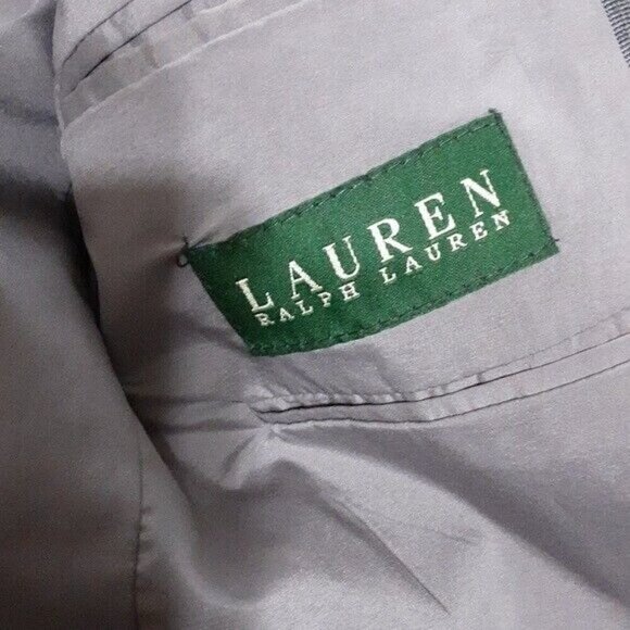 Ralph Lauren  mens blazer suit plaid 100% wool Laine size 46L 2 buttons closure - Picture 6 of 8